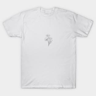 Wildflower Botanical Line Art | Elegant Floral Leaf Design T-Shirt